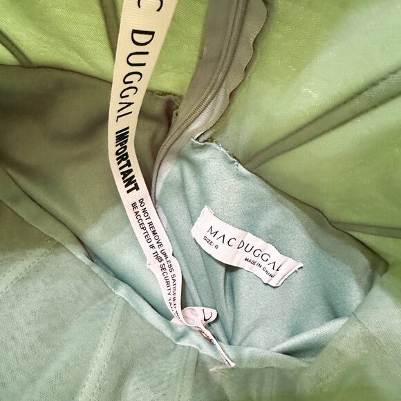 Mac Duggal Green Strapless Bustier Twist Top Ruffle Ballgown - Picture 5 of 5